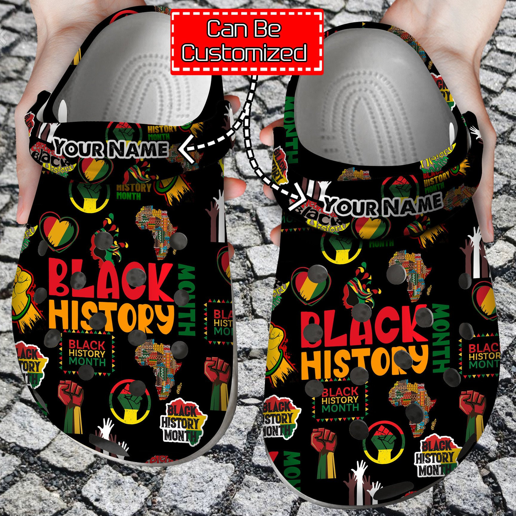 Personalized Black History Month African American Crocs Classic Clogs Shoes