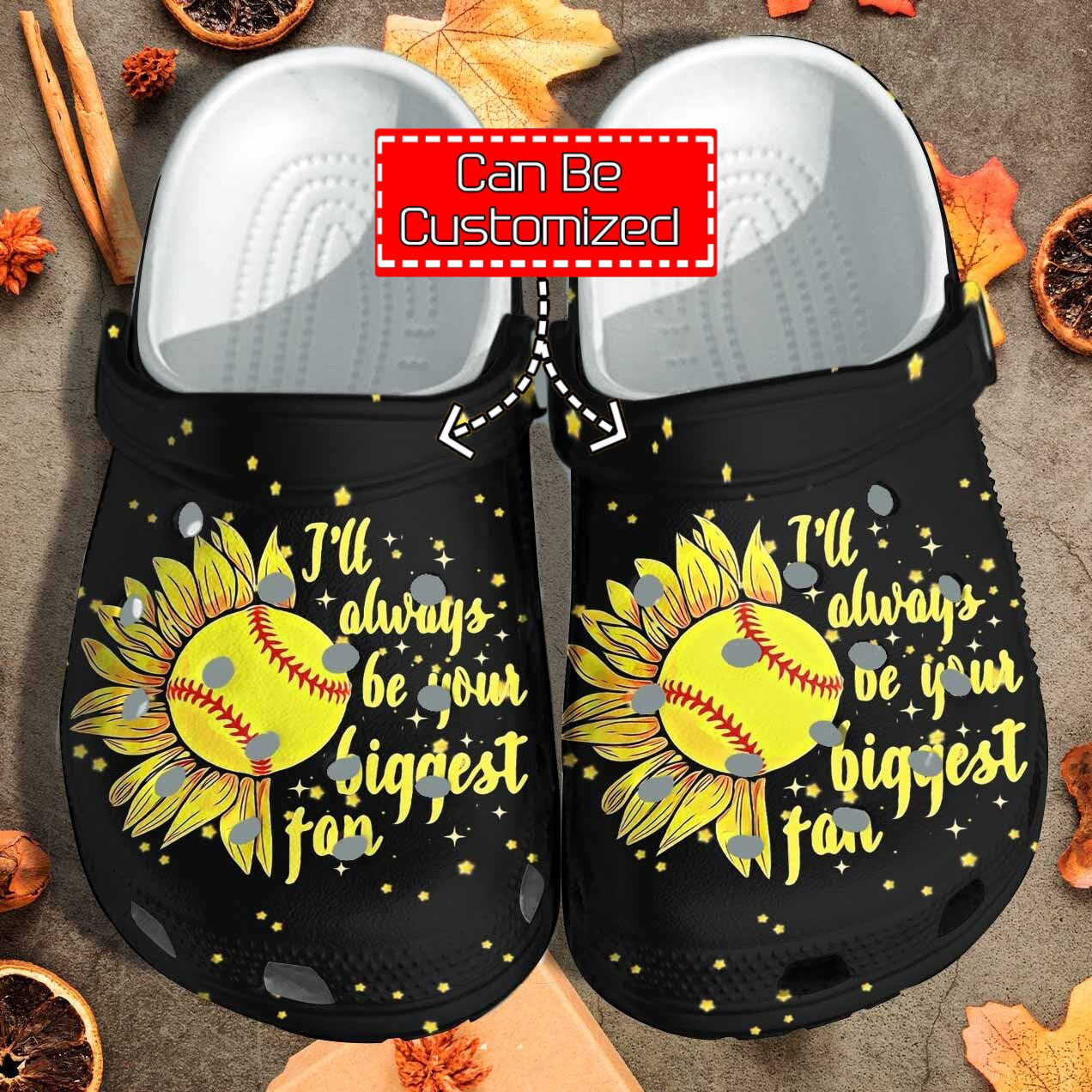 Sunflower Baseball Ill Always Be Your Biggest Fan Crocs Clog Shoes Custom Crocs