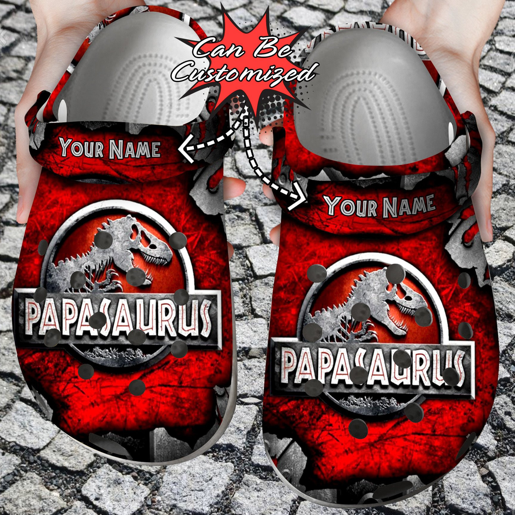 Personalized Papasaurus Daddy Dinosaur Crocs Clog Shoes Fathers Custom Crocs