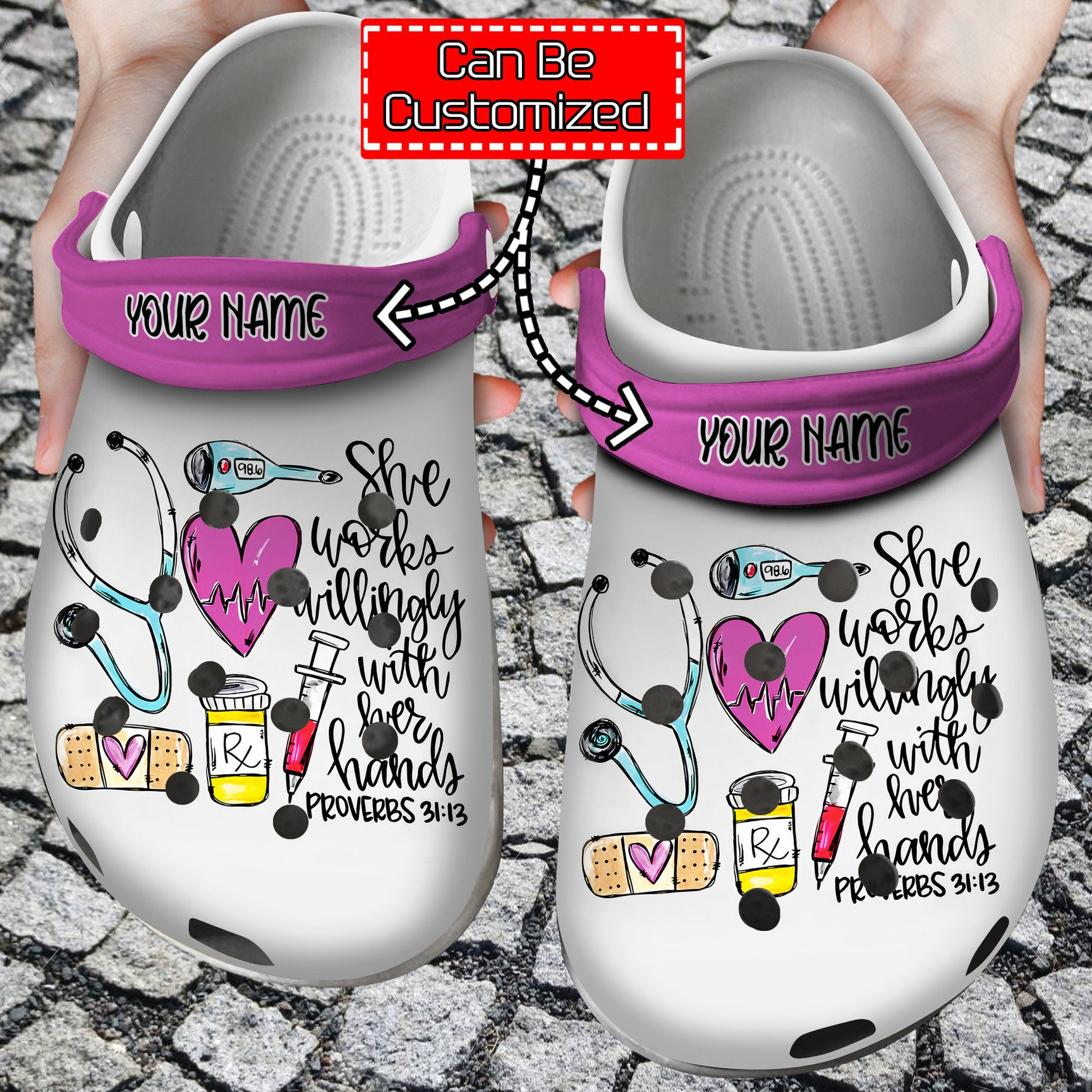 Personalized Nurse She Works Willingly Crocs Clog Shoes Nurse Crocs