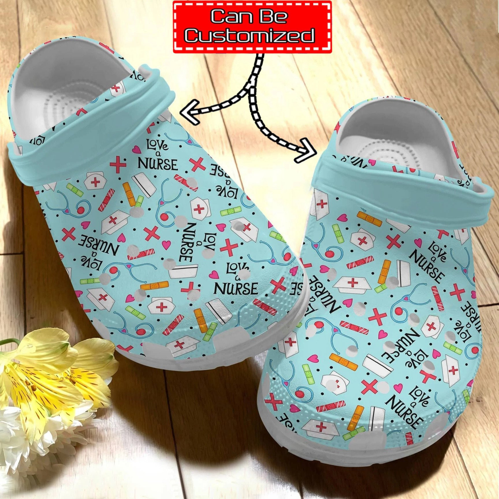 Personalized Nurse Life Pattern Crocs Clog Shoes Nurse Crocs