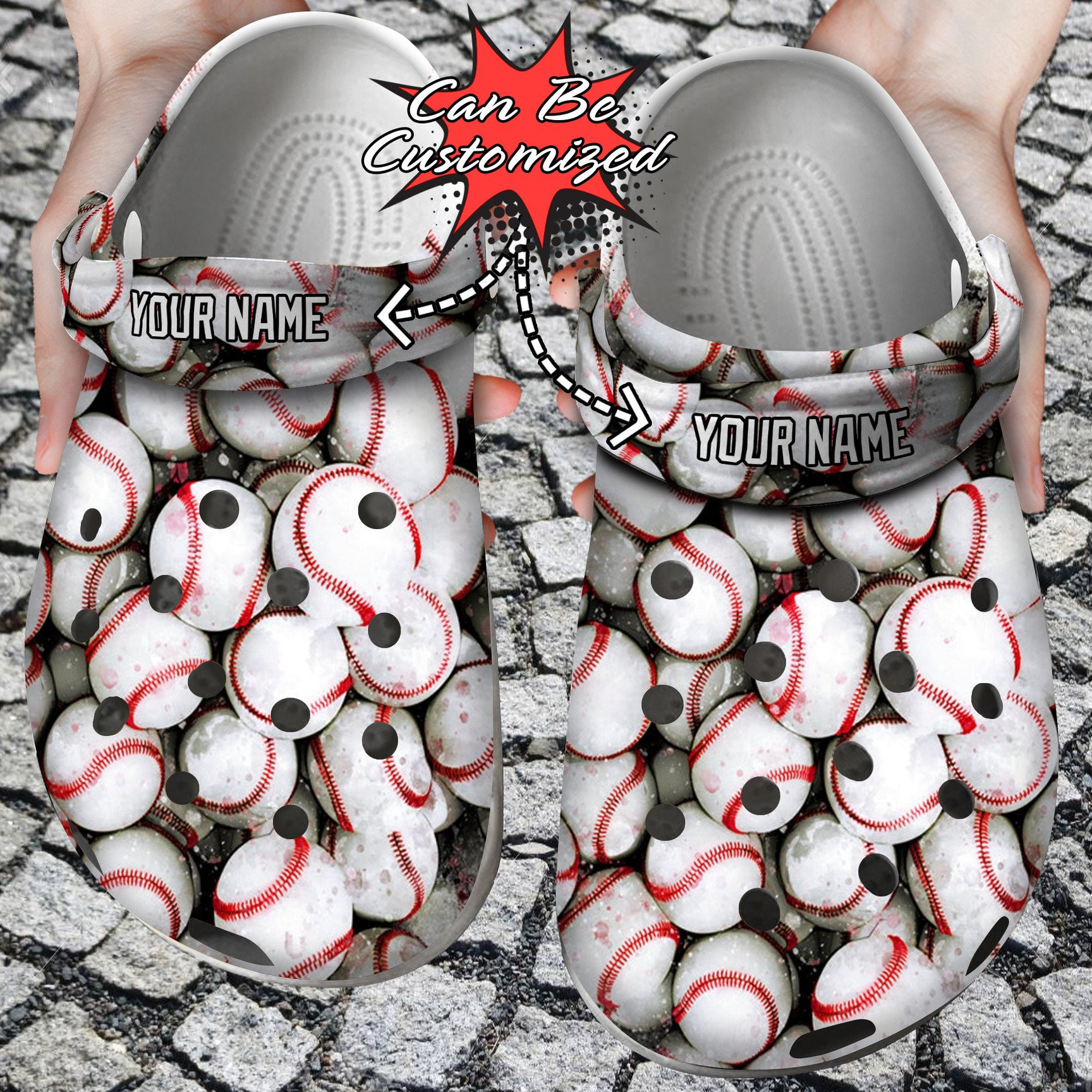 Personalized Baseball Pile Overlapping Crocs Clog Shoes Custom Crocs