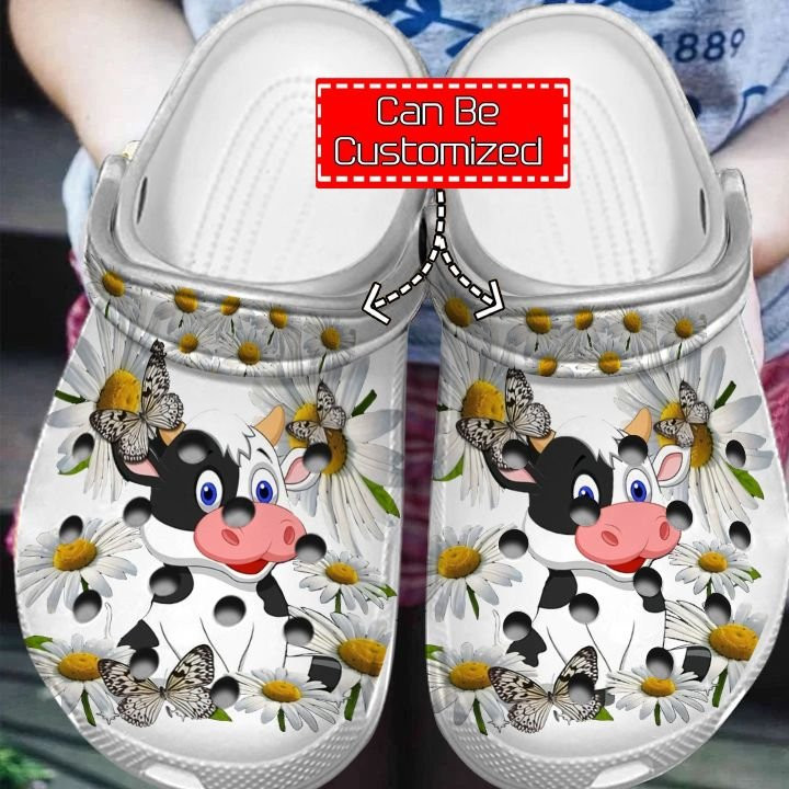 Cow Flower Crocs Clog Shoes Cow Crocs