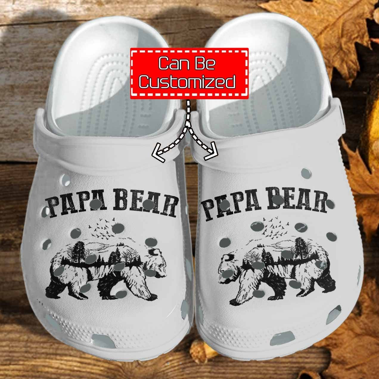 Personalized Camping Papa Bear Gift For Father Crocs Clog Shoes Fathers Custom Crocs