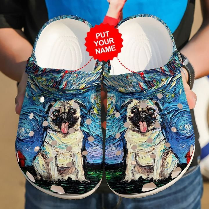 Pug Starry Night Custom Crocs Clog Shoes Dog Crocs