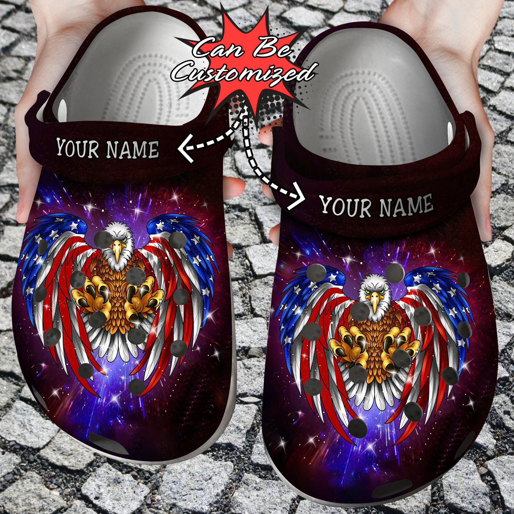Personalized American Patriotic Eagle Crocs Clog Shoes Custom Crocs