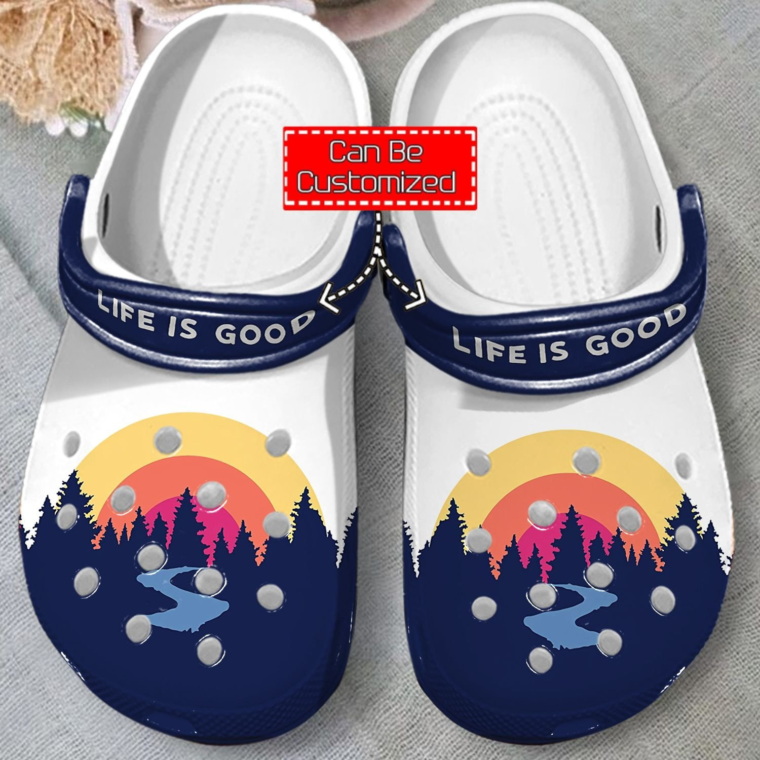 Life is Good Crocs Clog Shoes Camping Crocs