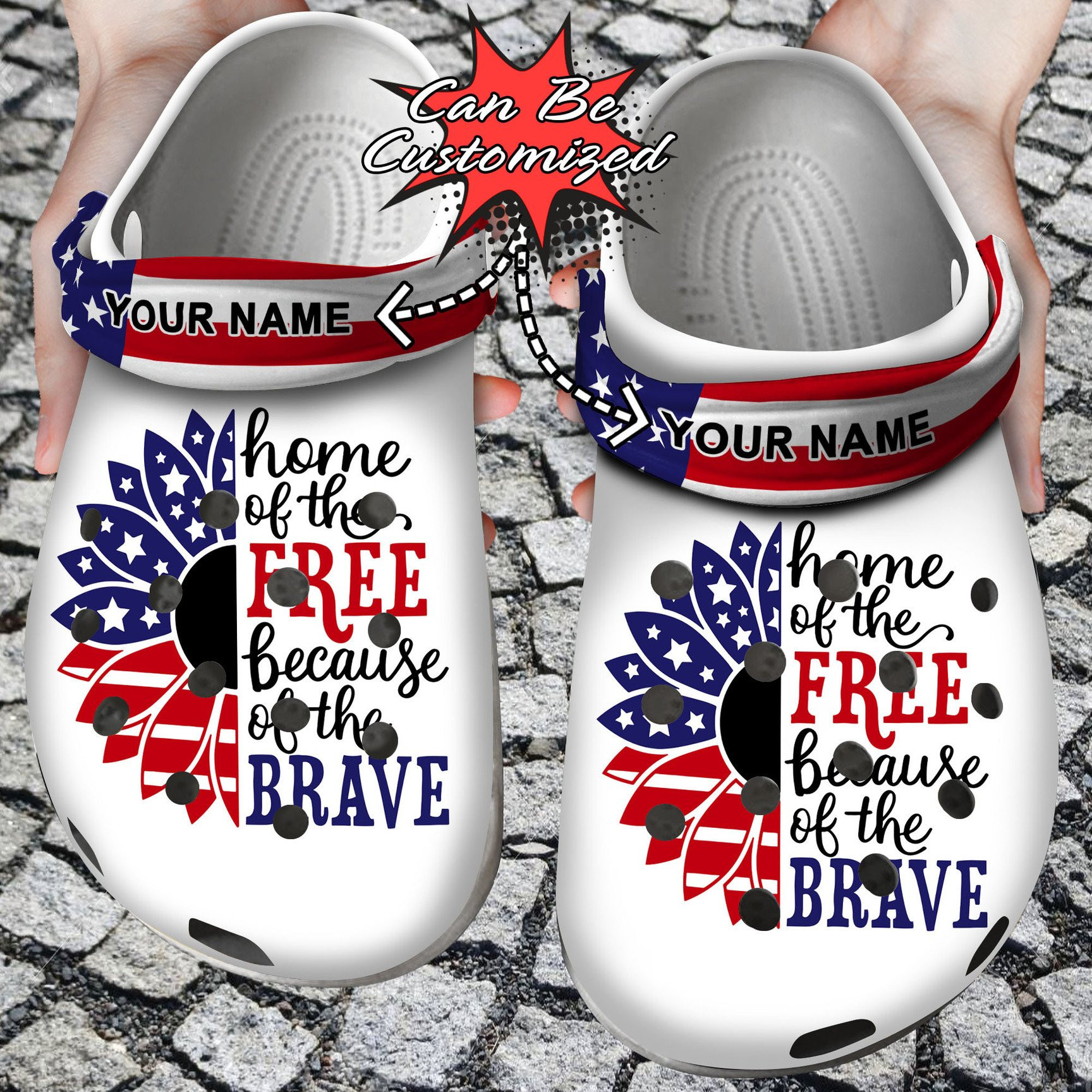 Personalized America Patriotic Sunflower Crocs Clog Shoes Custom Crocs