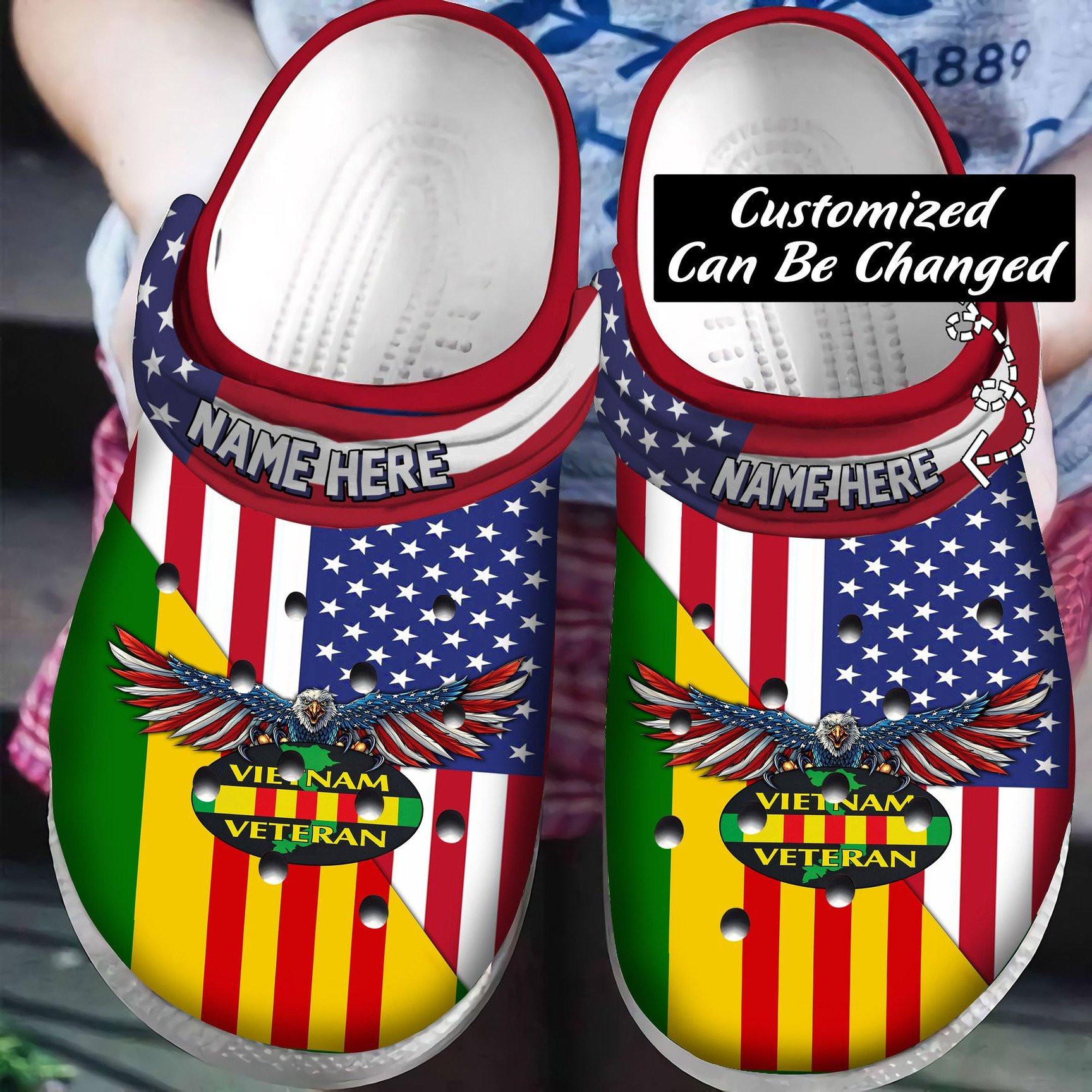 Vietnam Veteran Flag Personalized Veteran Crocs