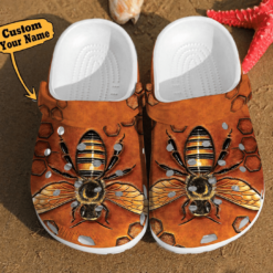 Bee Texture Gift For Lovers Hippie Unisex Crocs Clog Shoes Bee Crocs