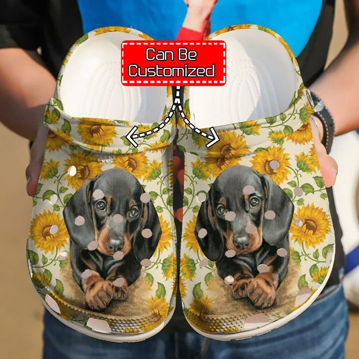 Dachshund Cute Sunflower Crocs Clog Shoes Dog Crocs