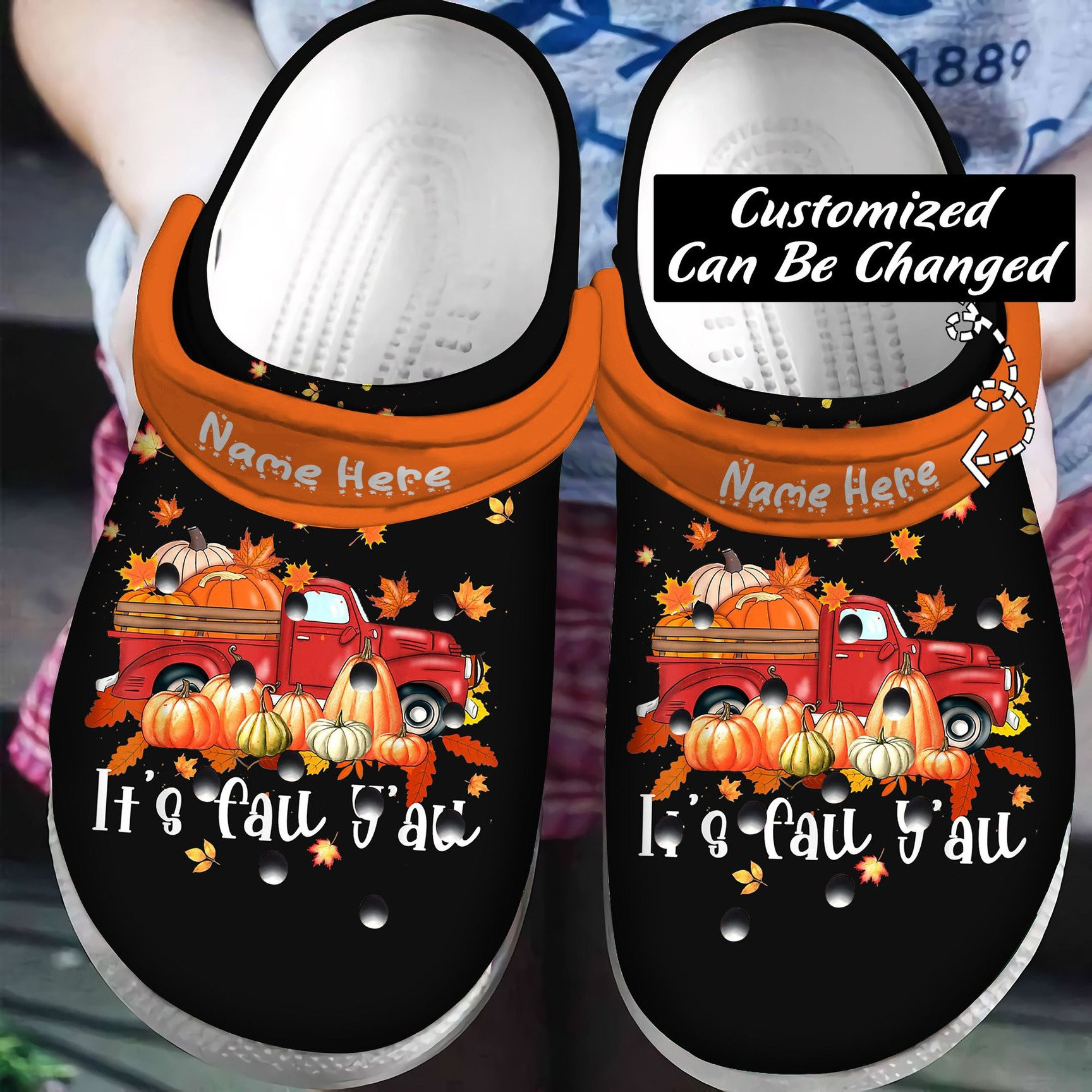 Its Fall Yall Pumpkins Print Maple Farm Truck Autumn Fall Personalized Fall Crocs