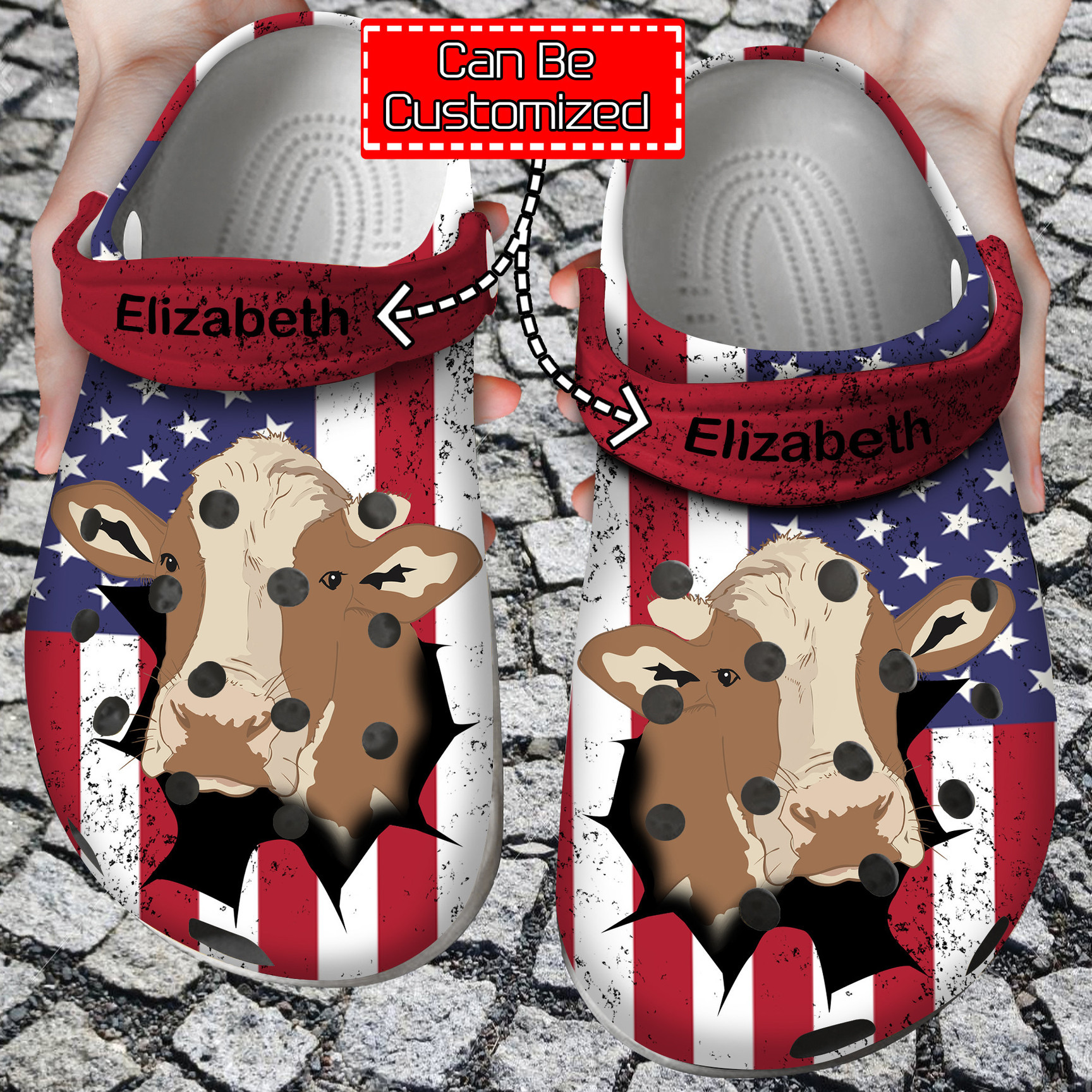 Patriotic Cow Inside Me Personalized Clogs Shoes Animal Crocs