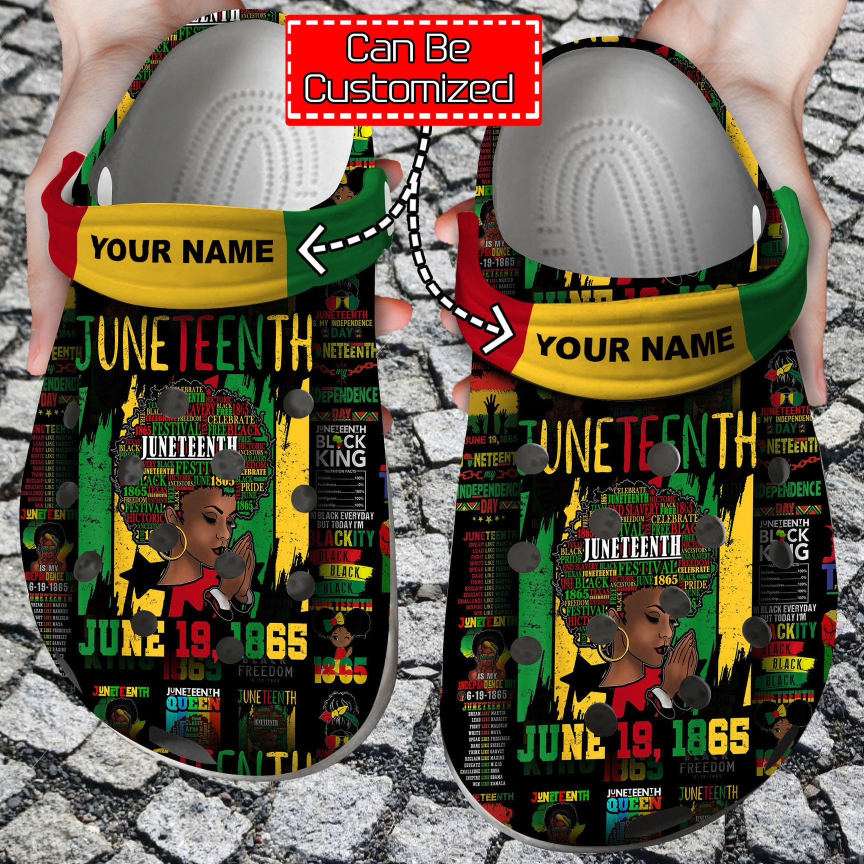 Personalized Juneteenth Black Americans Independence 1865 Crocs Clog Shoes Custom Crocs