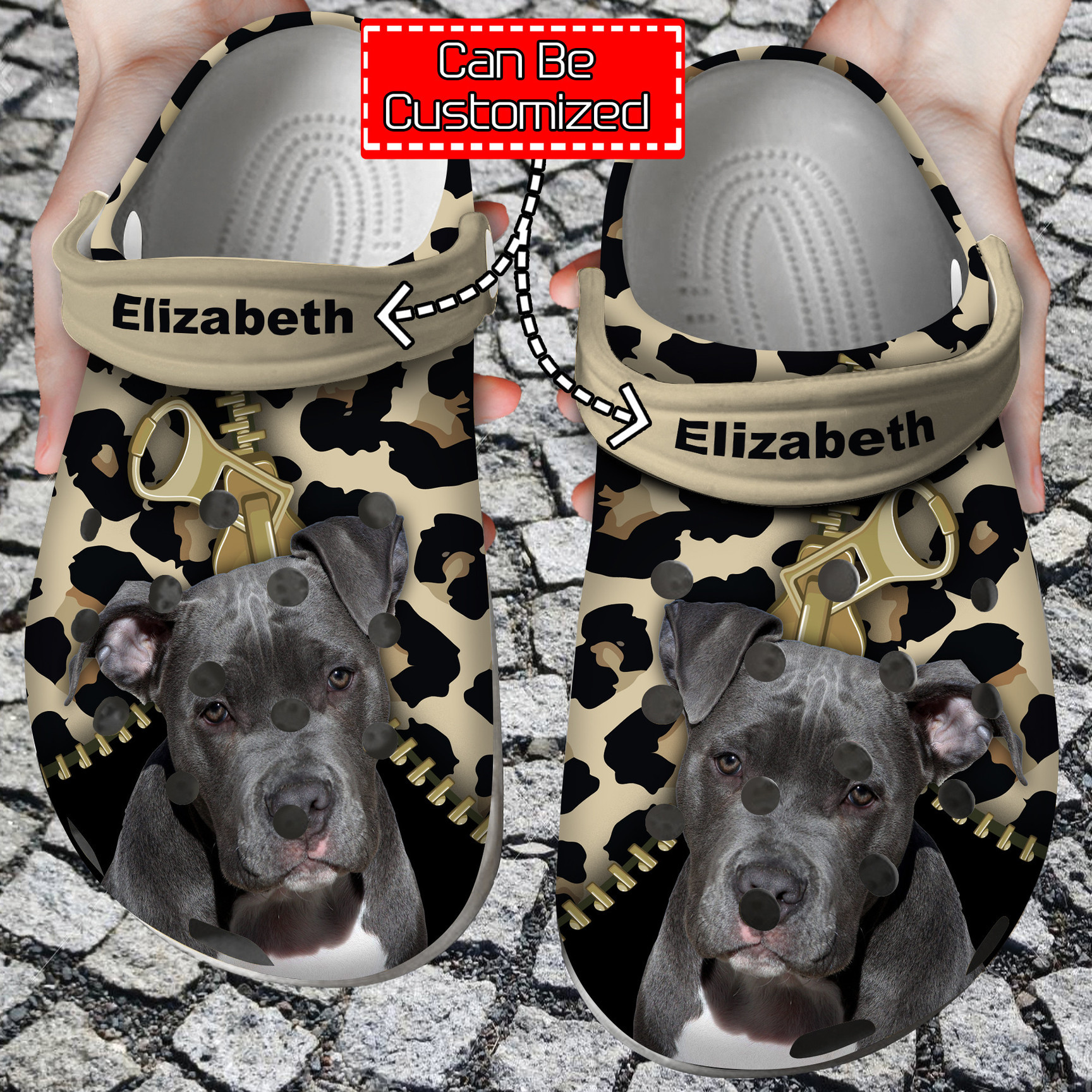 Pitbull Lovers Personalized Clogs Shoes With Leopard Pattern Dog Crocs