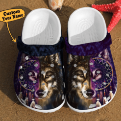 Wolf Art Dreamcatcher Two Face Gift For Lovers Native American Crocs Clog Shoes Wolf Crocs