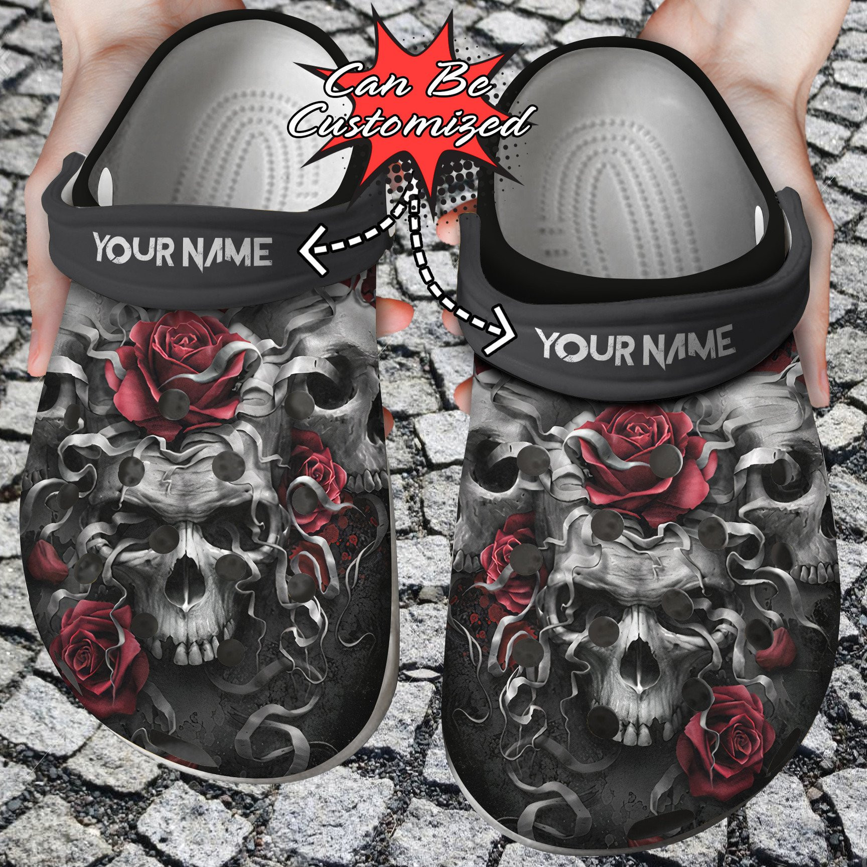 Skulls And Roses Crocs Clog Shoes Skull Crocs