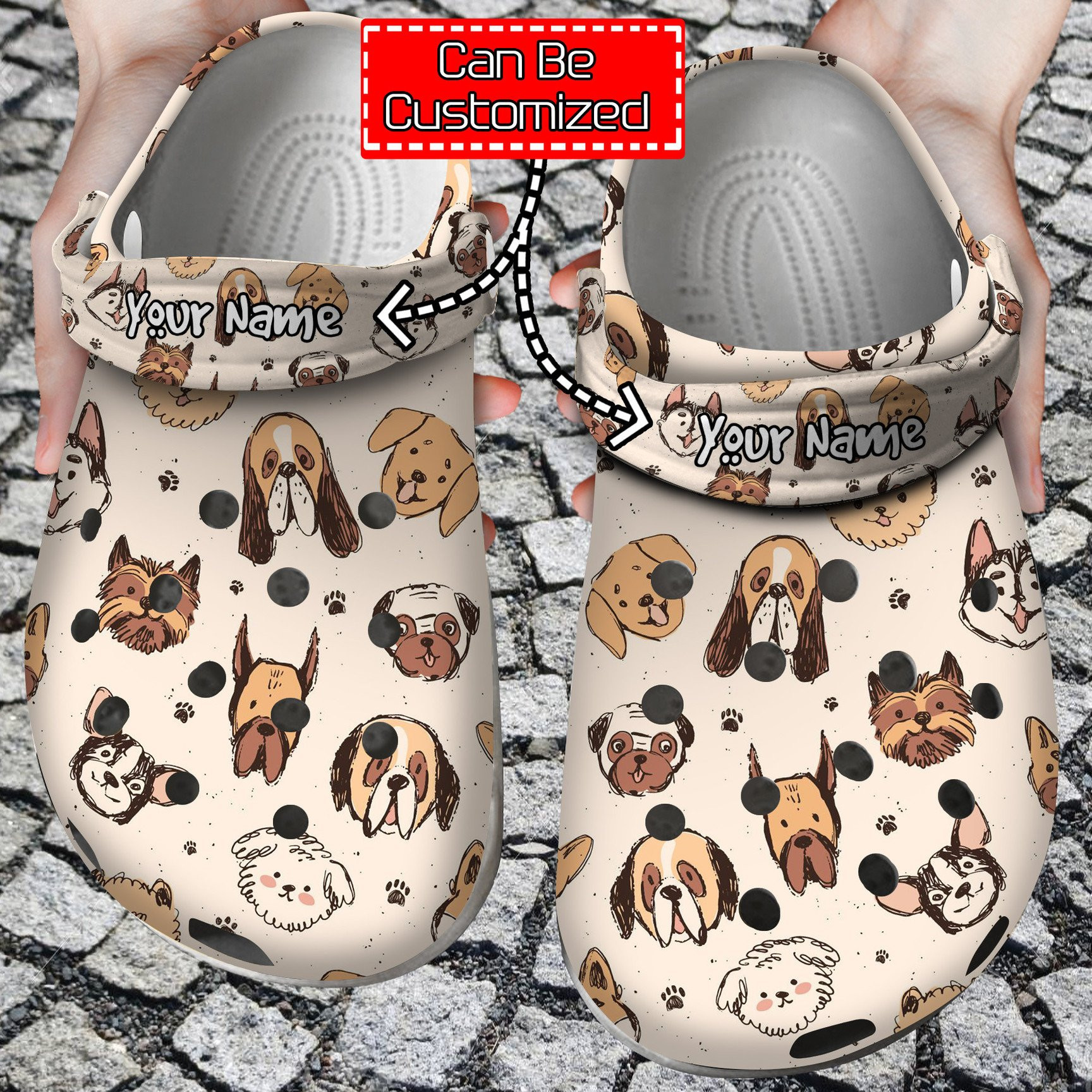 Cute Dog Breeds Pattern Crocs Clog Shoes Animal Print Crocs
