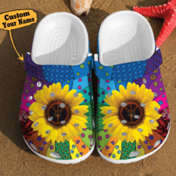 Sunflower Hippie Pattern Girl Classic Style Birthday Crocs Clog Shoes Hippie Crocs