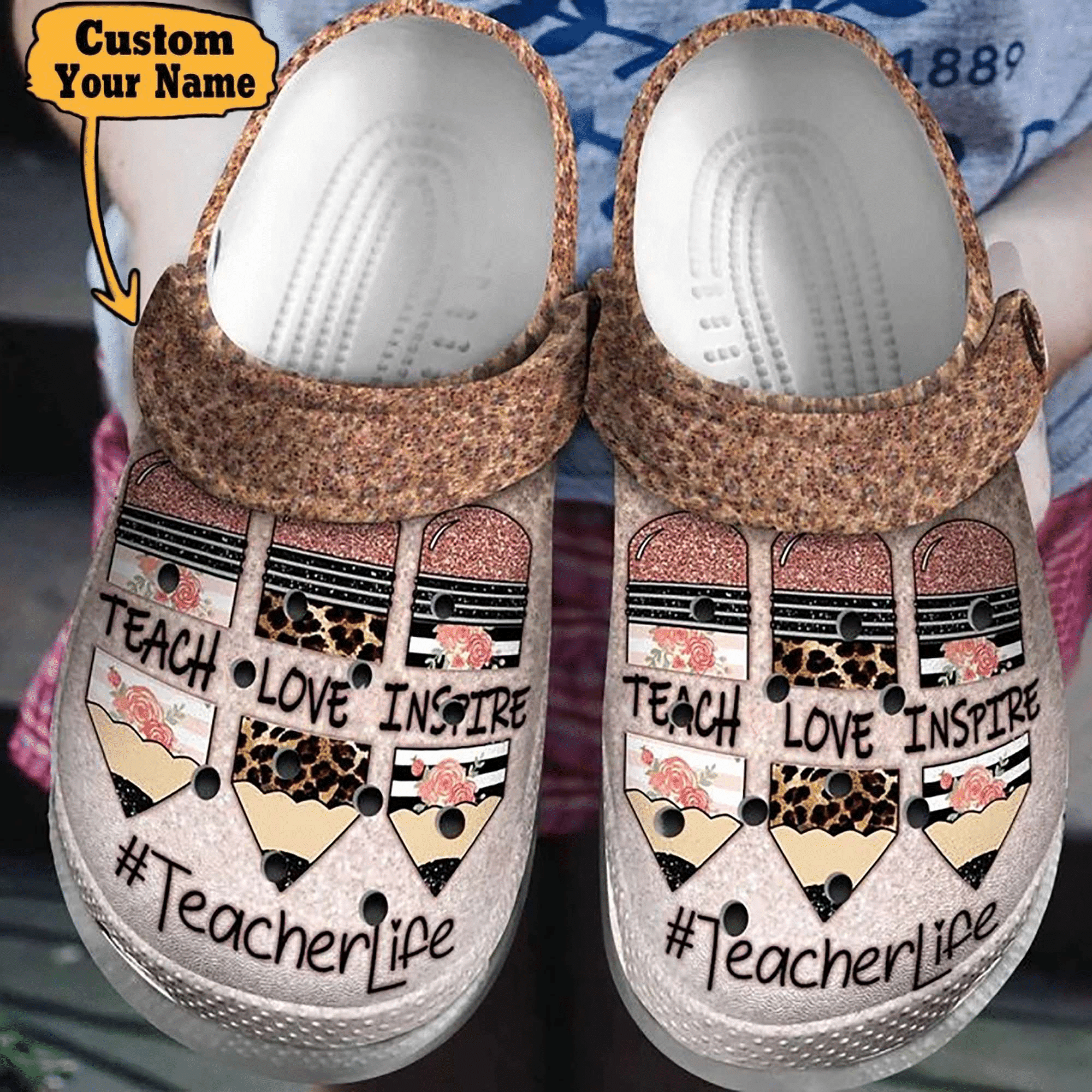 Teacher Life Teach Love Inspire Gifts For Crayon Pencil Unisex Crocs Teacher Crocs