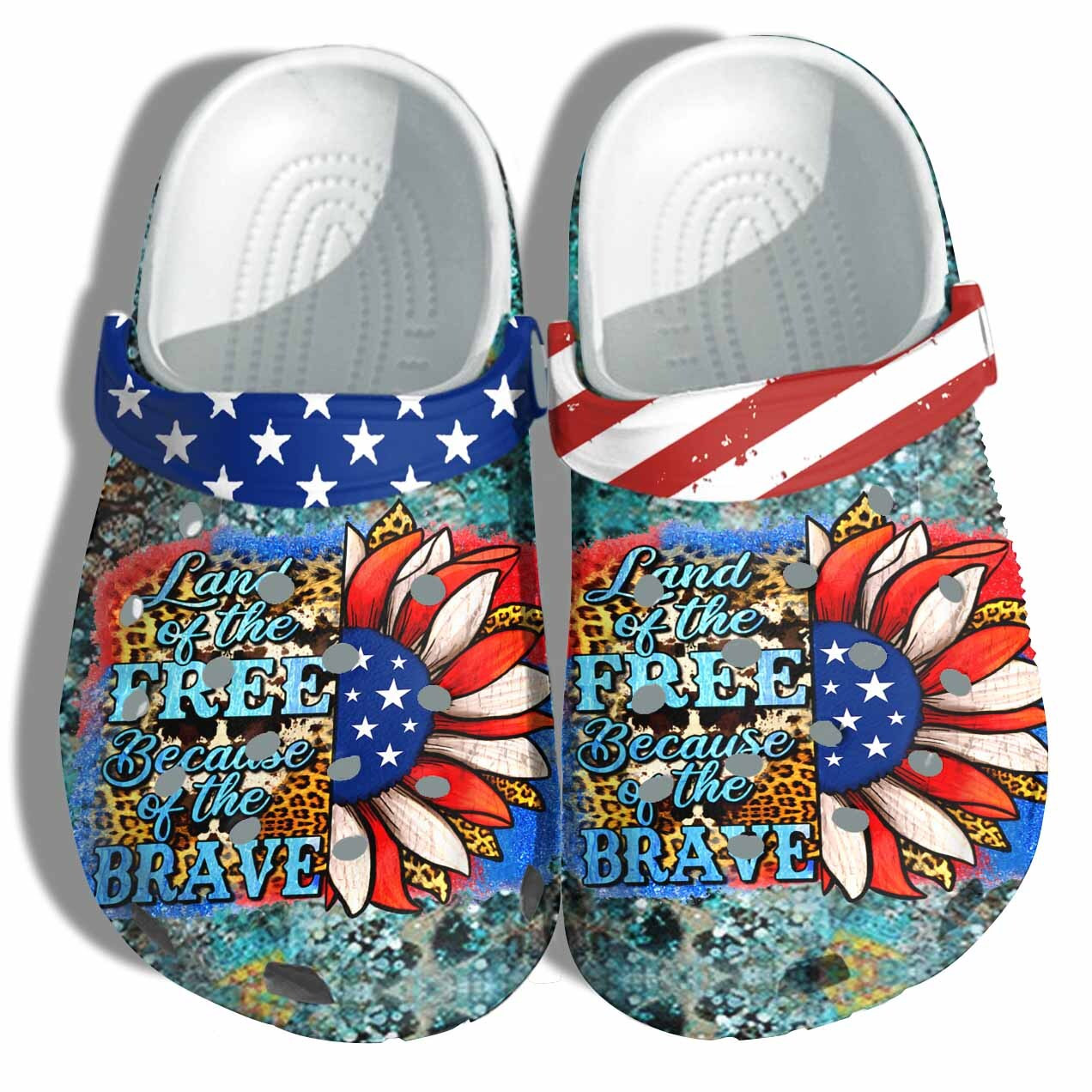 Sunflower Brave 4Th Of July Leopard Shoes Gift Women - Land Of The Free America Flag Proud Shoes Mothers Day Gift