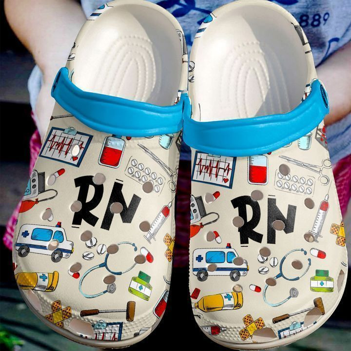 Nurse Rn Pattern Crocs Classic Clogs Shoes