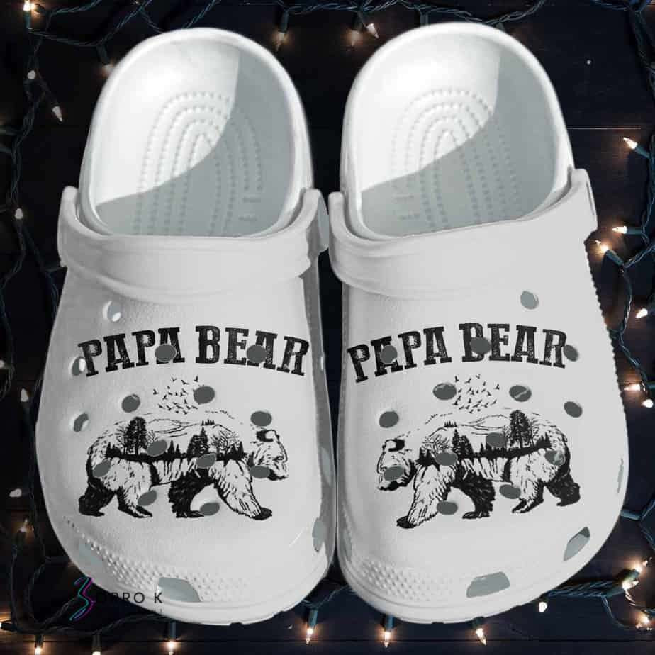 Papa Bear For Fathers Day Camping Dad Bear Crocs Crocband Clogs