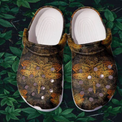 Dragonfly Golden Boho Culture Crocs Shoes Gift Women- Dragonfly Hippie Boho Vintage Clogs Gift Women Mother Day