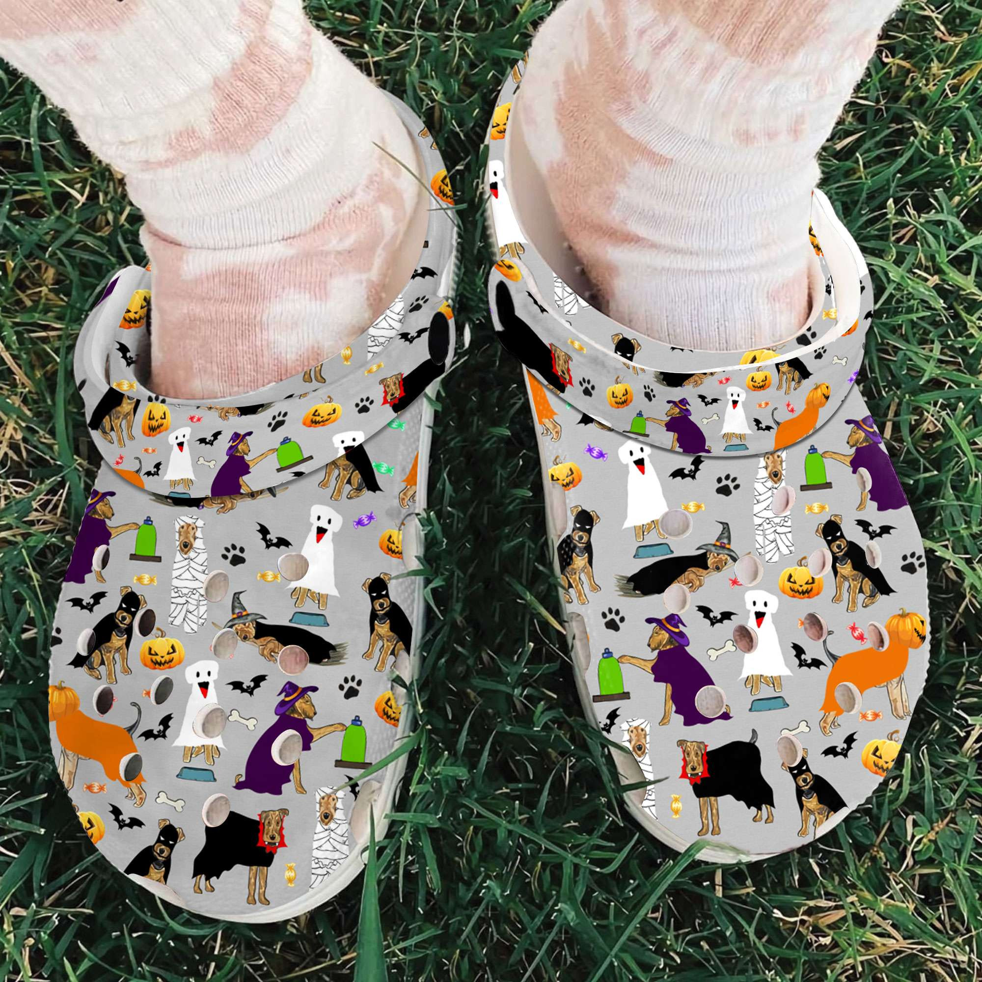 Halloween Airedale Terrier Dog Crocs Crocband Clogs