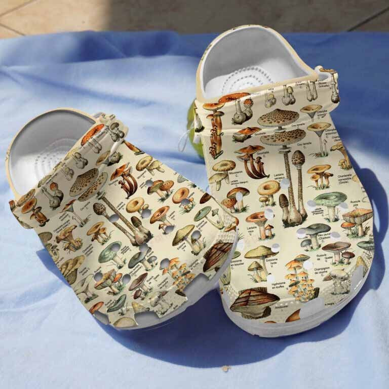 Champignon Mushroom Vintage Camping Clogs Crocs Shoes Gifts - Mushroom Bibliography Crocs Shoes