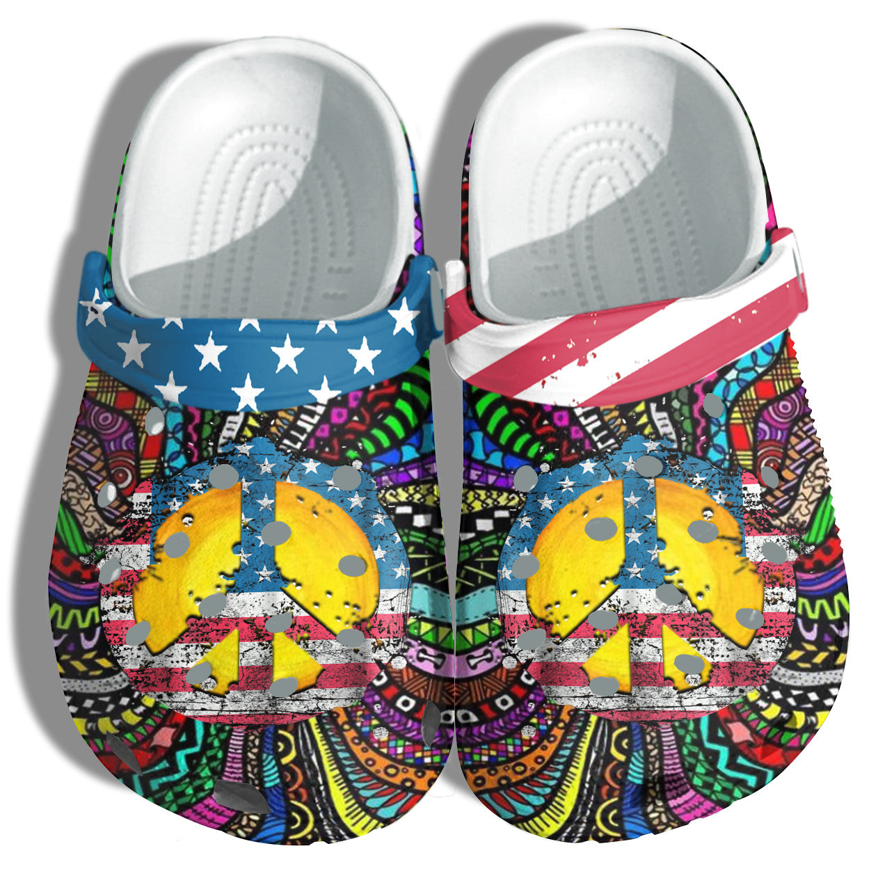 Hippie Peace Sign America Flag Shoes Gift Women - Tie Dye Sun 4Th Of July Shoes Birthday Gift