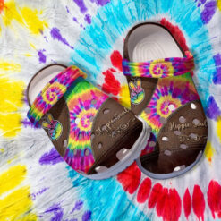 Peace Rainbow Hippie Soul Leather Croc Shoes Gift Women- Hippie Trippy Rainbow Shoes Croc Clogs Birthday Gift