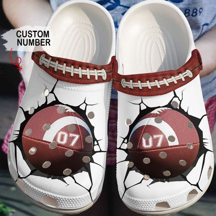 Football Personalized Crack Crocs Clog Shoes