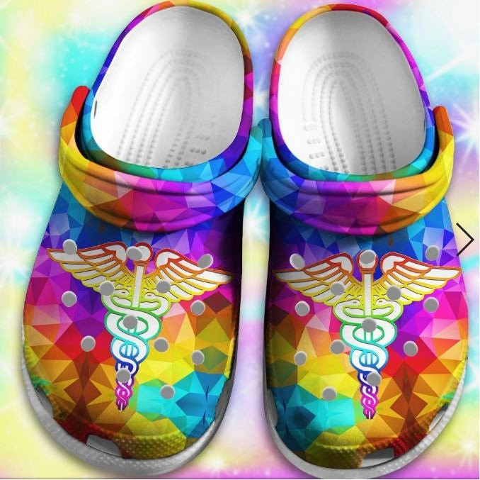 Colorful Polygonal Nurse Outdoor Croc Shoes Birthday Gift For Women Men Boy Girl