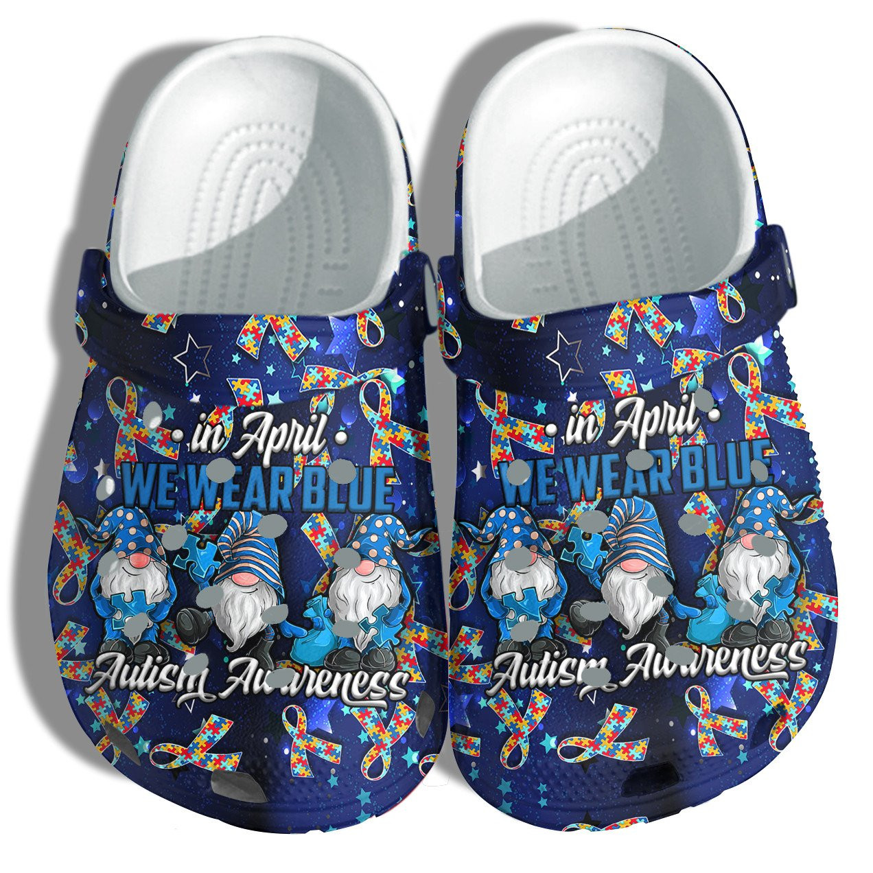 Crocs Shoes Gnomies In April We Wear Blue Autism Shoes Croc Clogs Gifts For Son Daughter