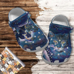 Cat Art Blue Croc Shoes Gift Grandpa- Best Cat Dad Lover Shoes Croc Clogs Gift Father Day