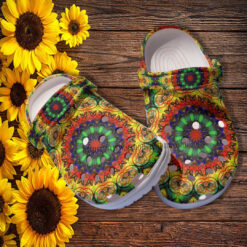Butterfly Boho Trippy Flower Croc Shoes - Boho Peace Hippie Shoes Croc Clogs