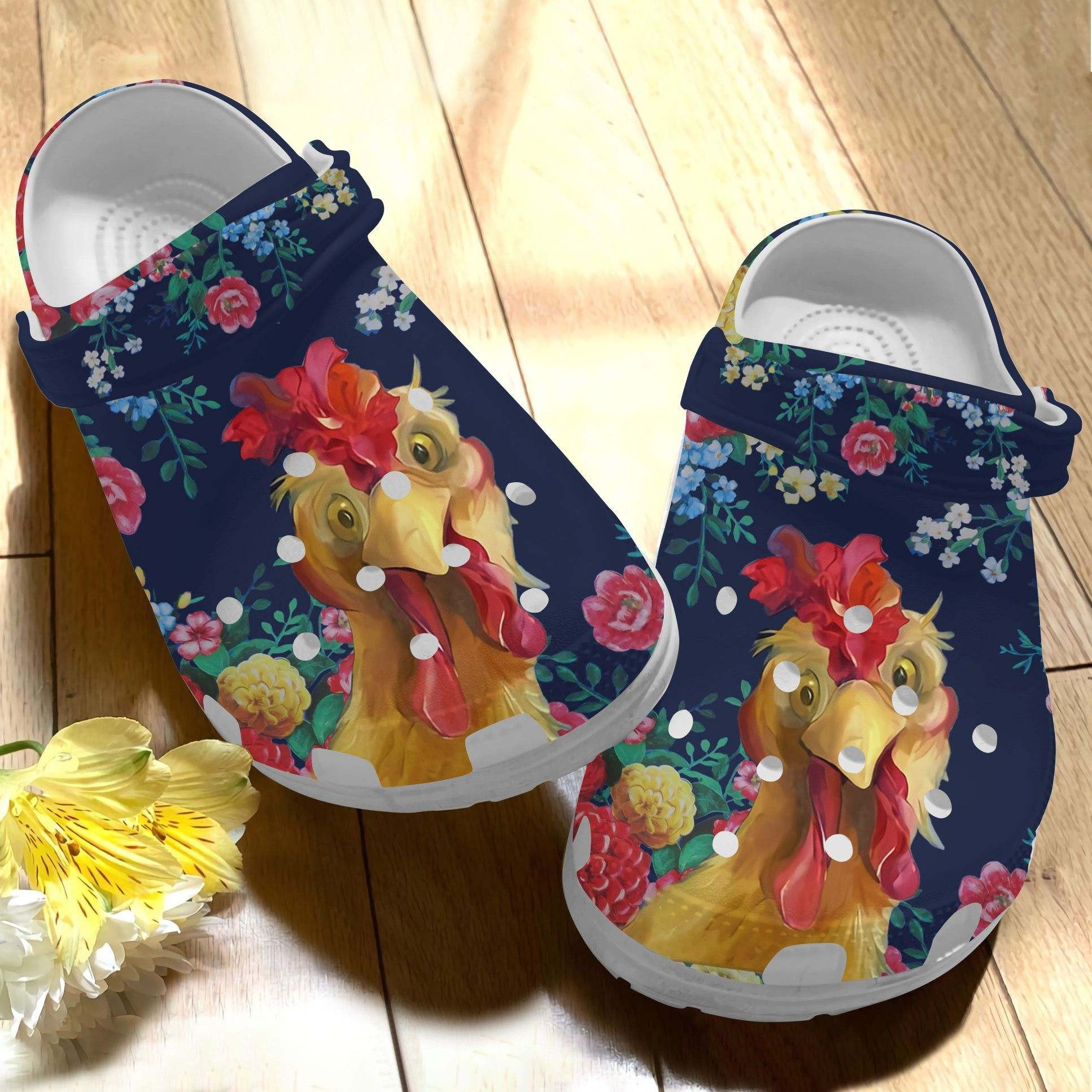 Chicken Clog Floral Vintage - Chicken Collection Shoes Crocs Gift For Mother Day
