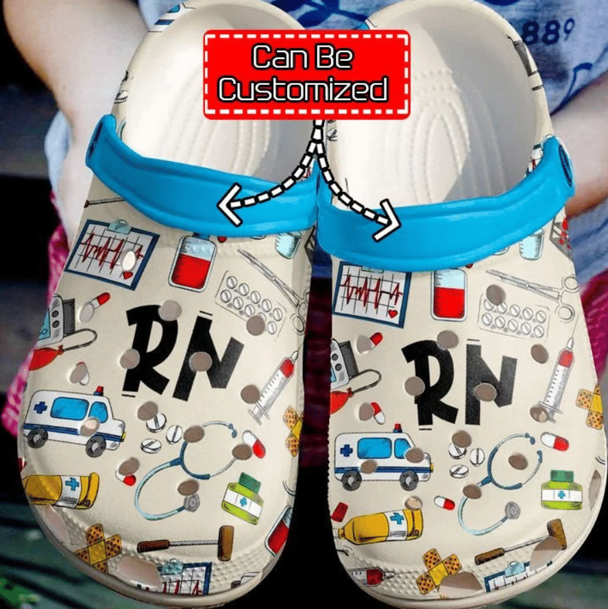 Personalized Nurse Rn Pattern Clog Shoes