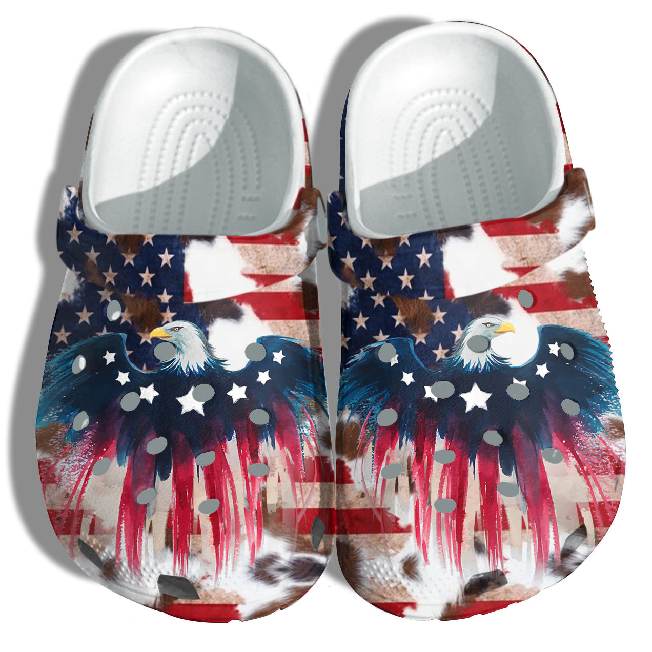 Brave Eagle Hawk America Flag Shoes Gift Grandpa Veteran - Veterans Thank You 4Th Of July Shoes Birthday Gift