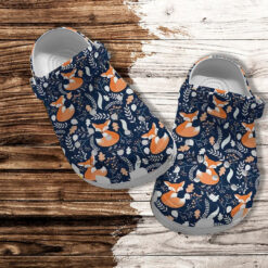 Fox Boho Floral Cute Pattern Navy Croc Shoes Gift Grandaughter- Fox Girl Lover Shoes Croc Clogs Customize Gift Mother Day