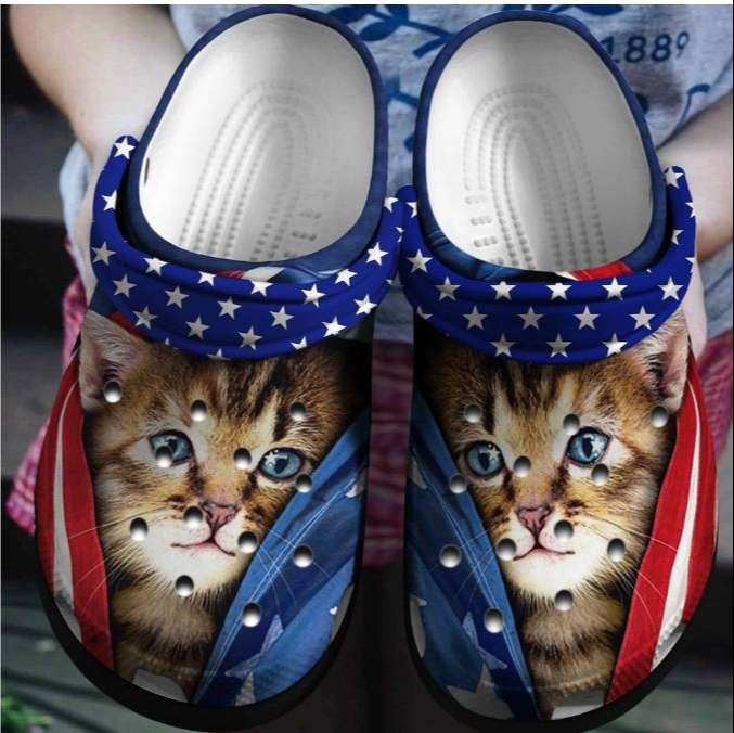 Cute Cat Usa 4Th Of July Crocs Crocband Clogs