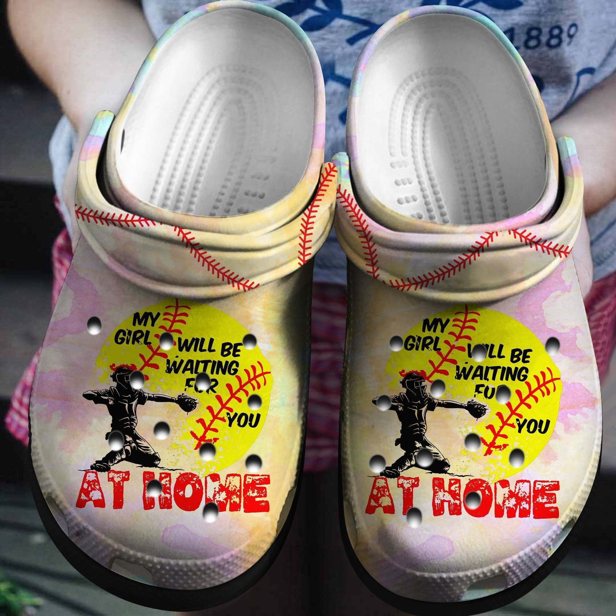 My Girl Will Be Waiting For You At Home Softball Shoes Crocs Clogs Gift For Daughter