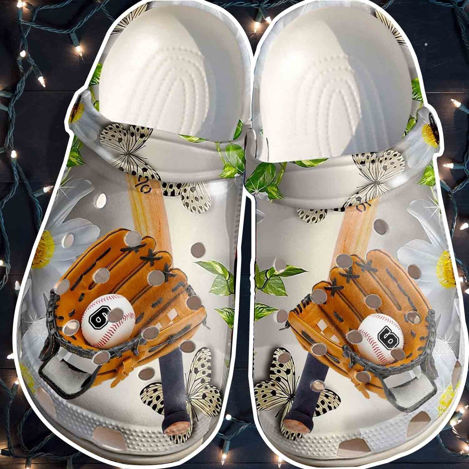 Butterfly Baseball Shoes For Batter Girl - Baseball Equipment Crocs Clog Gift