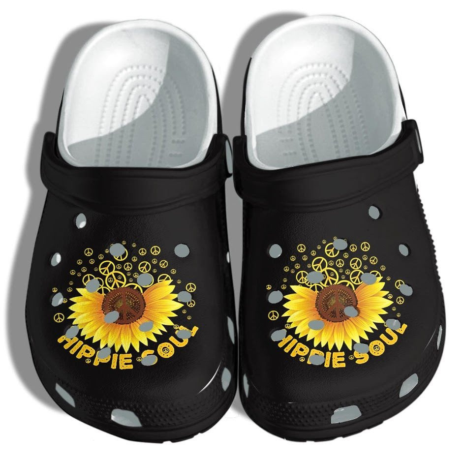 Peace Hippie Soul Sunflower Shoes Crocs Clogs Gifts For Female