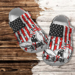 Bowling America Flag Croc Shoes Gift Father Day 2022- Bowling 4Th Of July Shoes Croc Clogs Gift Men Women