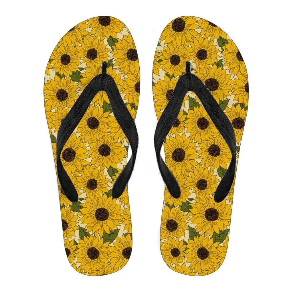 Sunflower Pattern Flip Flops 90Sfootwear