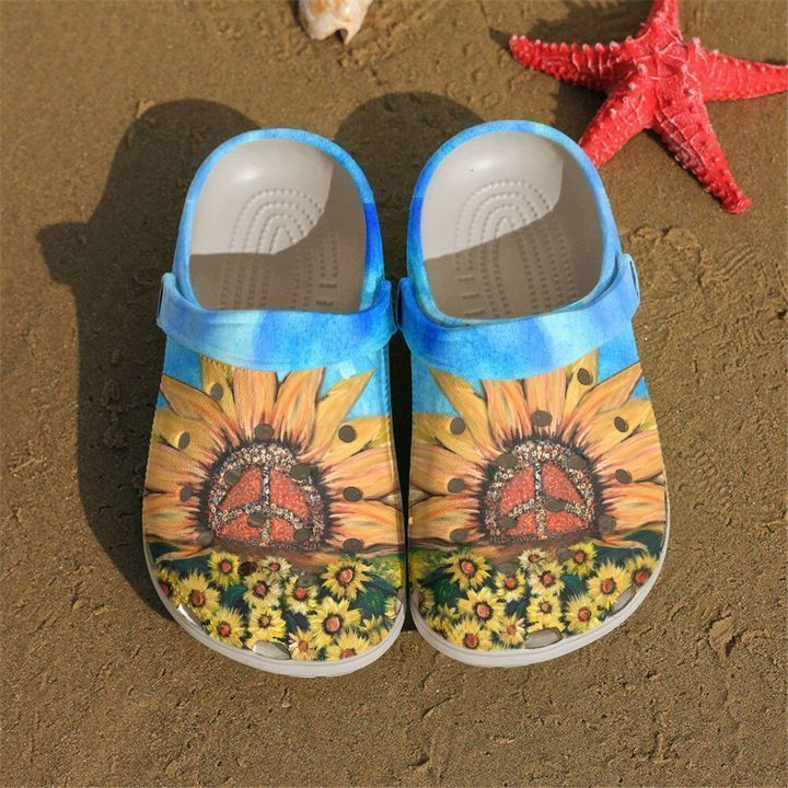 Hippie Sunflower Garden 2 Crocs Classic Clogs Shoes