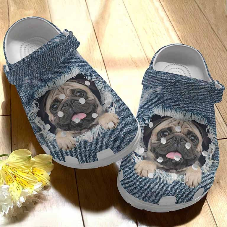 Joyful Little Pug Cartoon Clogs Crocs Shoes For Men Women Children