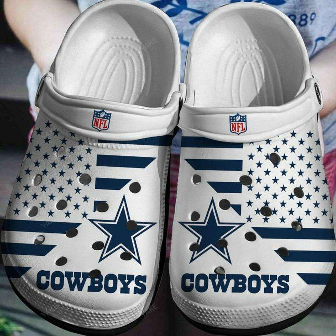 Dallas Cowboys Usa Flag 4Th Of July Patriot Crocs Crocband Clogs